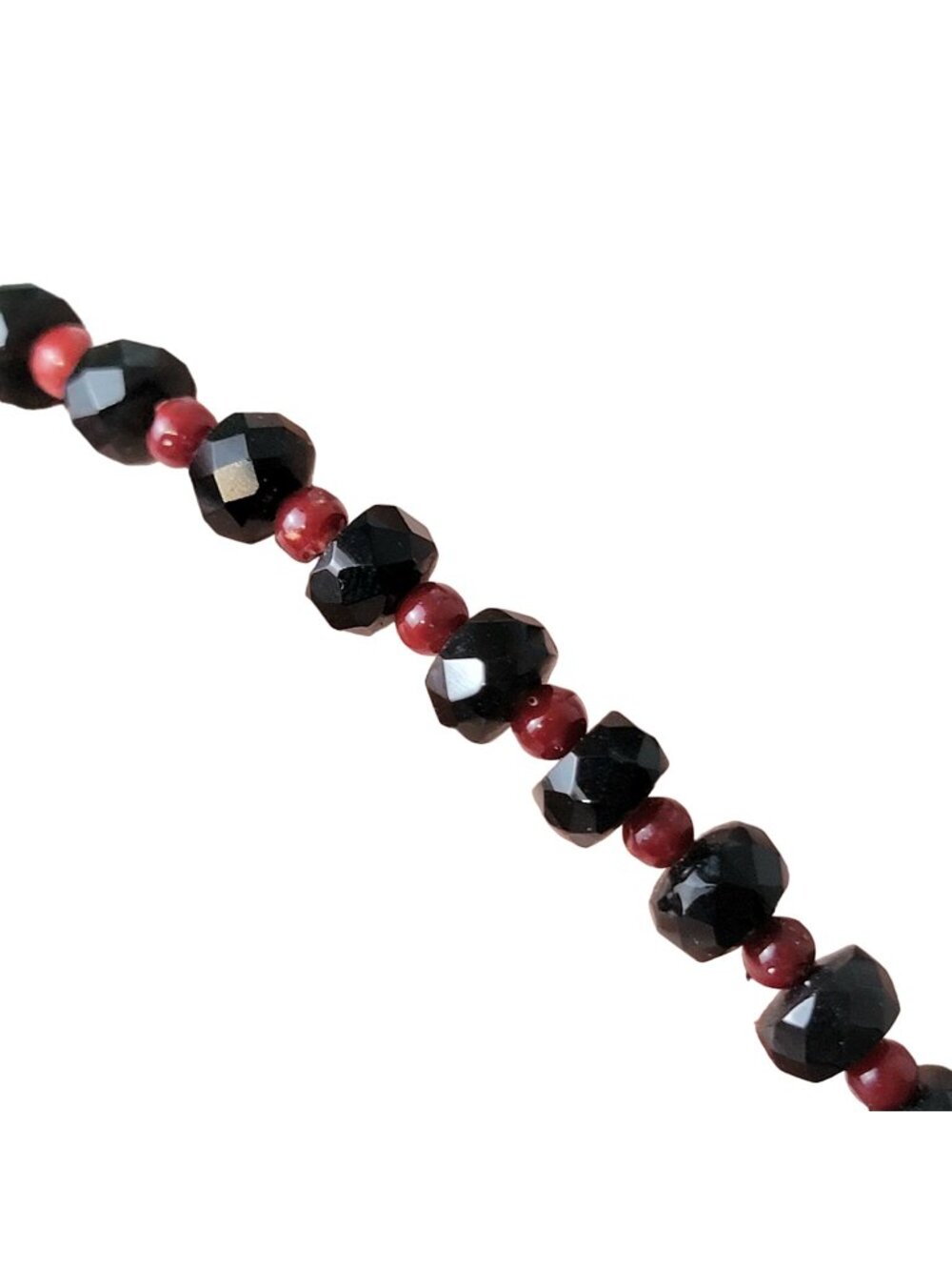 Vintage Heavy Glass Bead Necklace Red Black Women Adjustable Jewelry Retro Glam